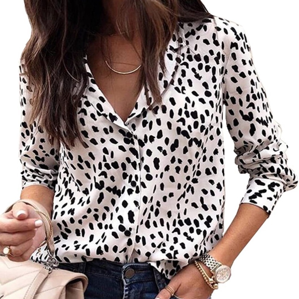 Leopard print button down blouse